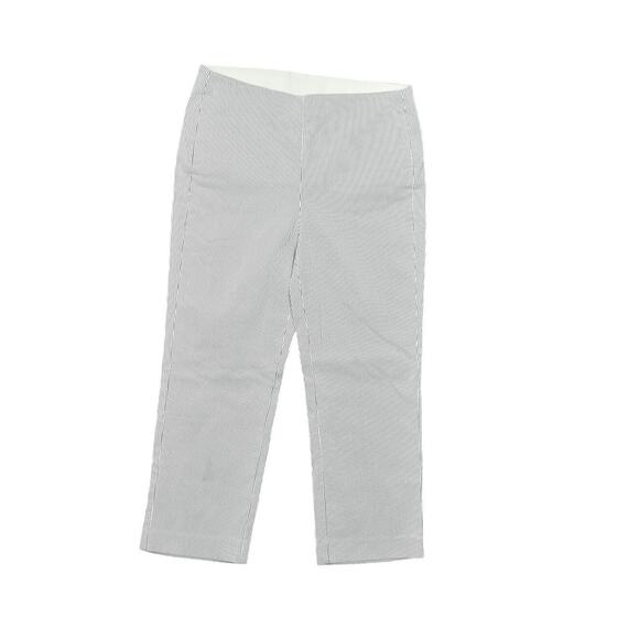 Chico's Size 1 White & Gray Ankle Pants, Polyester, Preowned US Sz 8 Pull On - Picture 1 of 7